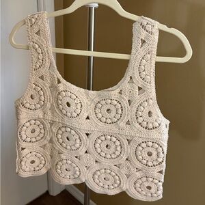 Rebellion Cream Crochet Crop Top